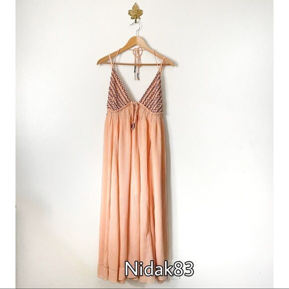 Free People Junebug Peach Maxi Dress Medium NWT - Picture 1 of 10